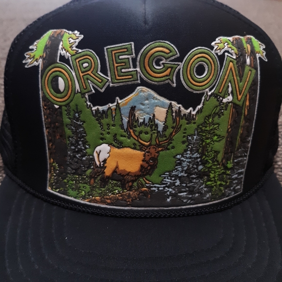 Vintage 90s Oregon Deer Nature Smith Western Mesh Snapback Hat Adult Size - Picture 2 of 6